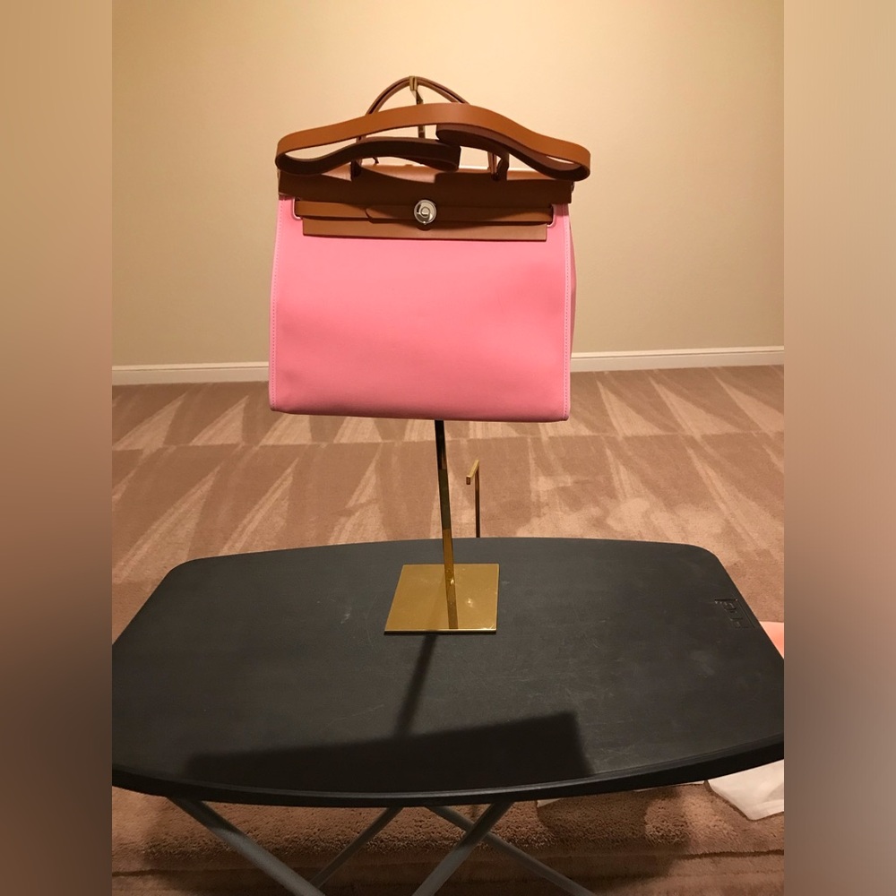 Elegant Pink and Brown Women's Bag, comes with wristlet, lock and key